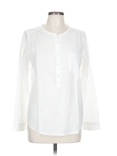 Pre-owned Nydj Long Sleeve Blouse In White
