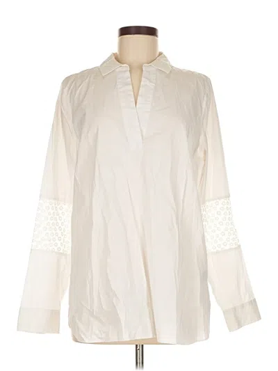 Pre-owned Nydj Long Sleeve Blouse In White