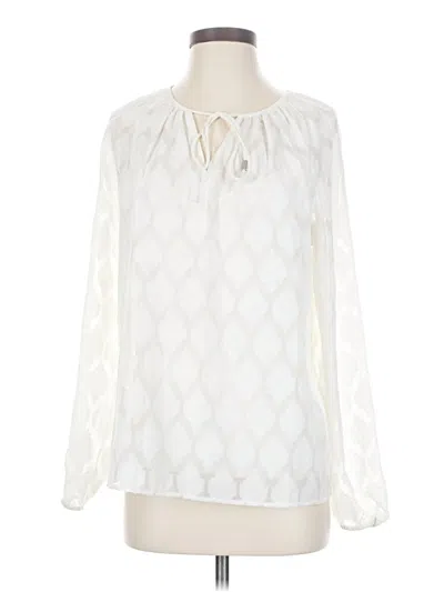 Pre-owned Nydj Long Sleeve Blouse In White