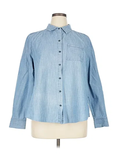 Pre-owned Nydj Long Sleeve Button Down Shirt In Blue