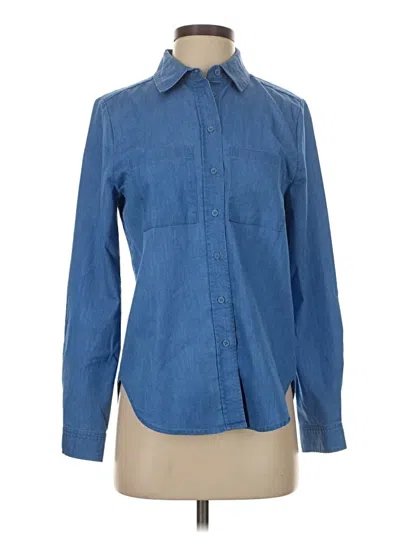 Pre-owned Nydj Long Sleeve Button Down Shirt In Blue