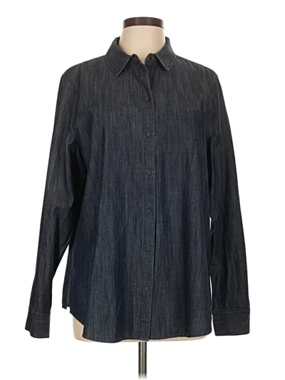 Pre-owned Nydj Long Sleeve Button Down Shirt In Gray