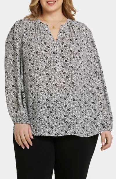 Nydj Long Sleeve Split Neck Top In Adriana