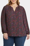 Nydj Long Sleeve Split Neck Top In Matilde Meadow