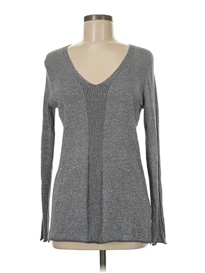 Pre-owned Nydj Long Sleeve Top Gray V Neck Tops