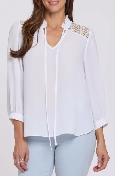 Nydj Lorelei Lace Yoke Blouse In White