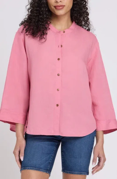 Nydj Maggie Oversize Linen Blend Button-up Shirt In Pink