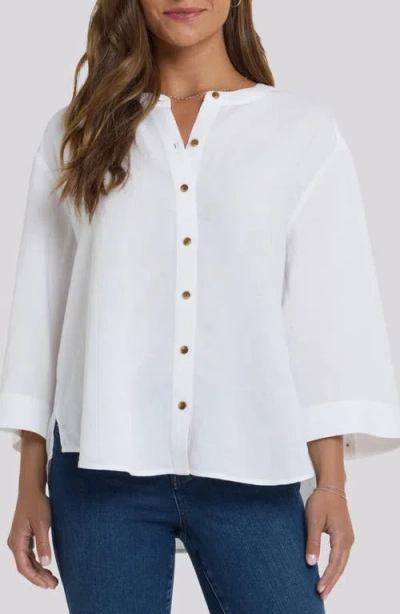 Nydj Maggie Oversize Linen Blend Button-up Shirt In White
