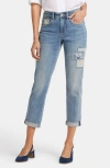Nydj Margot Embroidered Patch Girlfriend Jeans In Indigo Stream