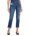 Nydj Margot Stripe Patch Straight Leg Girlfriend Jeans In Moonlight