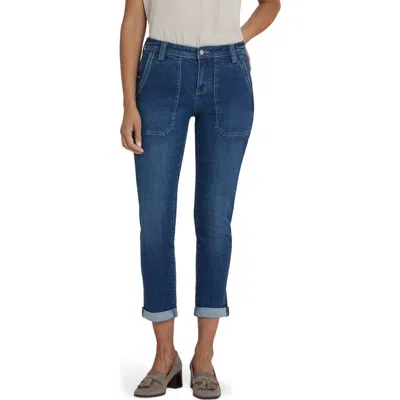 Nydj Margot Utility Pockets Girlfriend Jeans In Blue