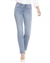 Nydj Marilyn Frayed Two-button Ankle Straight Leg Jeans In Multi