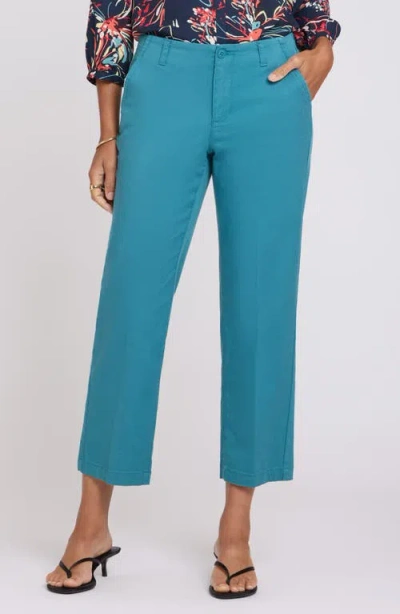 Nydj Marilyn Ankle Straight Leg Twill Pants In Blue