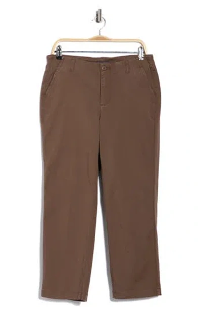Nydj Marilyn Ankle Straight Leg Twill Pants In Brown