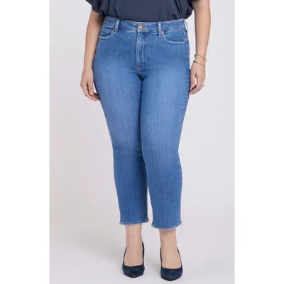 Nydj Marilyn Blanket Stitch Ankle Straight Leg Jeans In Blue