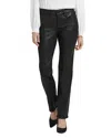 Nydj Marilyn Faux Leather High Rise Straight Jeans In Black In Black
