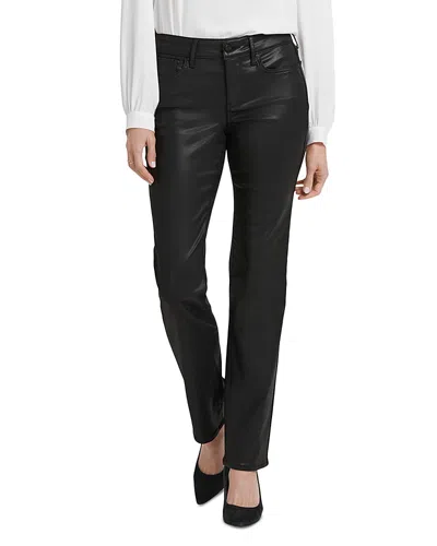 Nydj Marilyn Coated High Rise Straight Jeans In Black