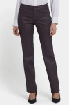 Nydj Womens Coated Modal Straight Leg Jeans In Brown