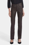 Nydj Marilyn Coated Straight Leg Jeans In Brown