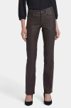 Nydj Marilyn Coated Straight Leg Jeans In Coffee Bean Coated