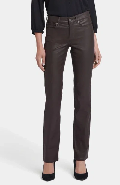 Nydj Marilyn Coated Straight Leg Jeans In Coffee Bean Coated