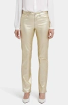 Nydj Marilyn Coated Straight Leg Jeans In Gold Coated