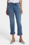 Nydj Marilyn Color Cuff Ankle Straight Leg Jeans In Blue