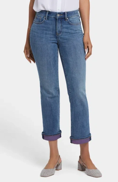 Nydj Marilyn Color Cuff Ankle Straight Leg Jeans In Blue