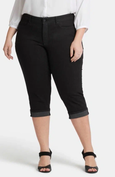 Nydj Marilyn Cool Embrace® Cuff Crop Straight Leg Jeans In Black