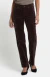 Nydj Marilyn Corduroy Straight Leg Pants In Brown
