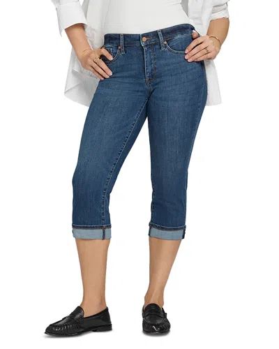 Nydj Marilyn Cuffed Straight Leg Cropped Jeans In Lakefront In Blue