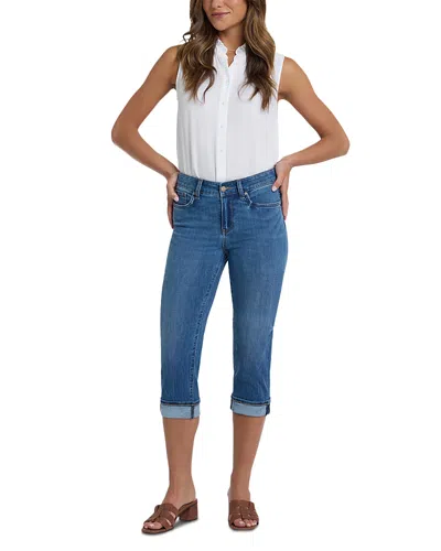 Nydj Marilyn Cuffed Straight Leg Cropped Jeans In Lakefront In Blue