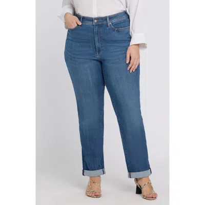 Nydj Marilyn Cuffed Straight Leg Jeans In Blue