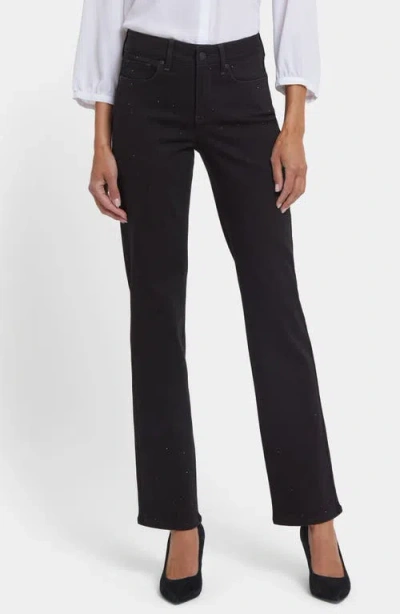 Nydj Marilyn Embellished Straight Leg Jeans In Black