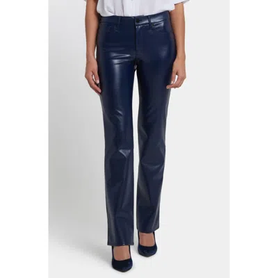 Nydj Marilyn Faux Leather Straight Leg Pants In Blue