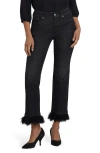 Nydj Marilyn Feather Trim Ankle Straight Leg Jeans In Black