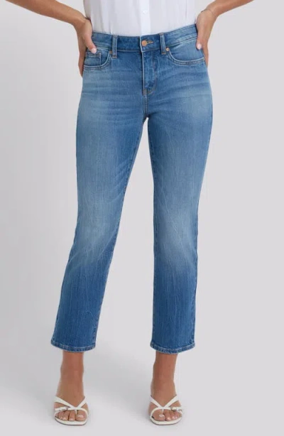 Nydj Marilyn Floral Pocket High Rise Straight Ankle Jeans In Pacifica In Blue