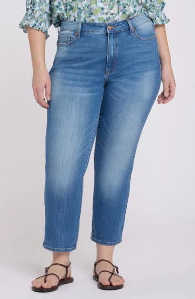 Nydj Marilyn Floral Pocket Straight Leg Ankle Jeans In Blue