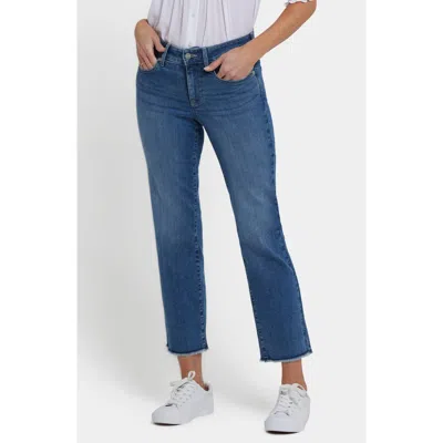 Nydj Marilyn Fray Hem Straight Ankle Jeans In Blue