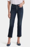 NYDJ MARILYN FRAYED EXPOSED BUTTON ANKLE STRAIGHT LEG JEANS