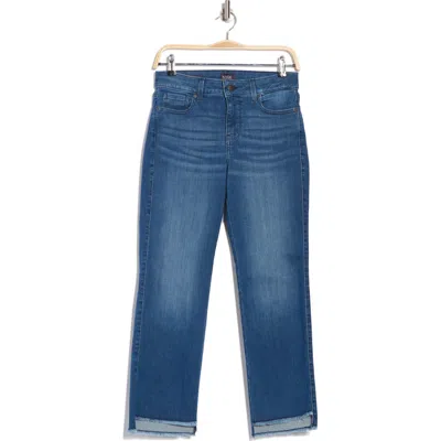 Nydj Marilyn Frayed Step Hem Ankle Straight Leg Jeans In Missionblue