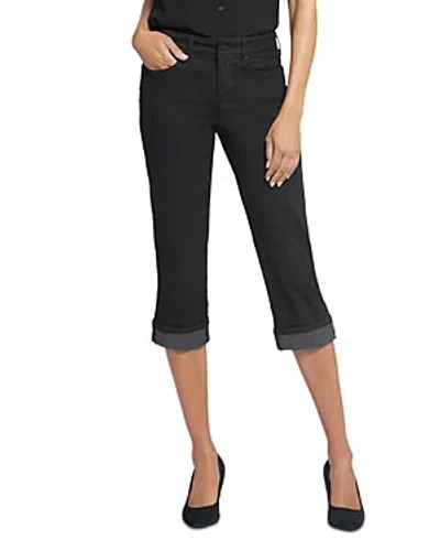 Nydj Marilyn High Rise Cuffed Cropped Straight Jeans In Black