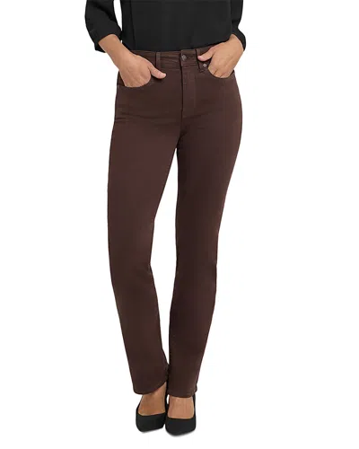 Nydj Marilyn High Rise Straight Jeans In Brown
