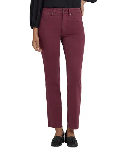 Nydj Marilyn High Rise Straight Jeans In Burgundy