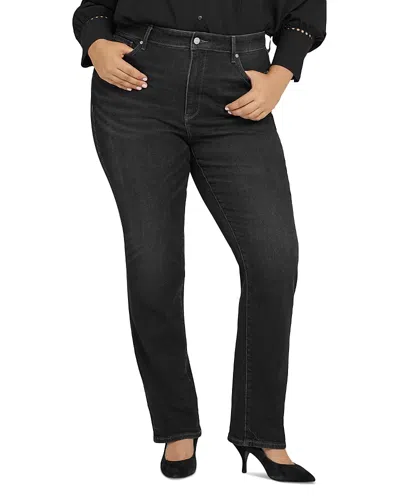 Nydj Marilyn High Rise Straight Leg Jeans In Paris Lights In Black