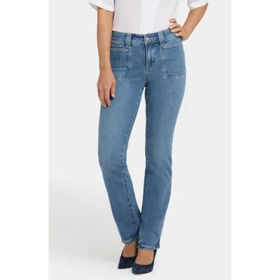 Nydj Marilyn High Waist Patch Pocket Straight Leg Jeans In Blue