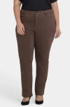 Nydj Marilyn High Waist Straight Leg Faux Suede Pants In Brown