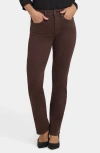 Nydj Marilyn High Waist Straight Leg Jeans In Brown
