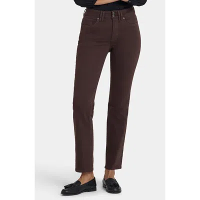 Nydj Marilyn High Waist Straight Leg Jeans In Brown