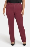 Nydj Marilyn High Waist Straight Leg Jeans In Burgundy